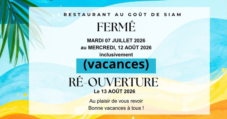 RESTAURANT-au gout de siam -vacances- francais2026